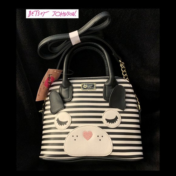 🐶Betsey Johnson🐶 New with Tags - Striped Puppy Face Handbag - Picture 1 of 10